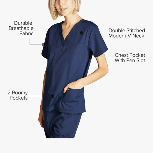 Navy Blue Scrub Set - Picture 3 of 4